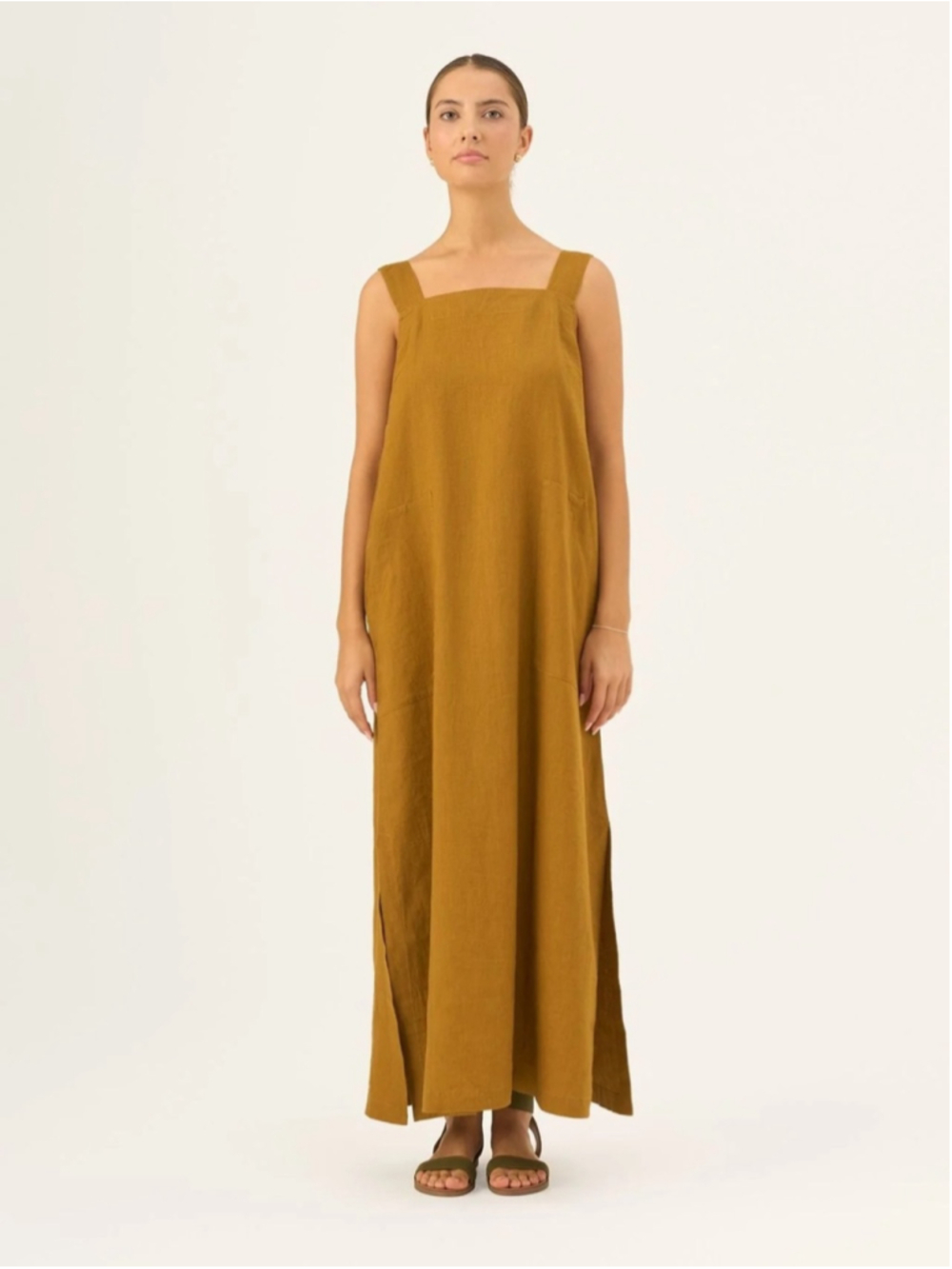 Linen Tales Bronze Linen Fugue Dress Size L